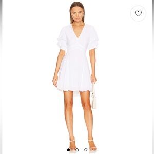 Tiered Bubble Sleeve Dress In Ultra White